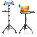 Projector Stand Tripod on Wheels, Adjustable Height 31-56 Inches, Laptop Tripod Stand Rolling, Heavy Duty Projector Tripod Metal Construction, Multifunctional for Office & Home