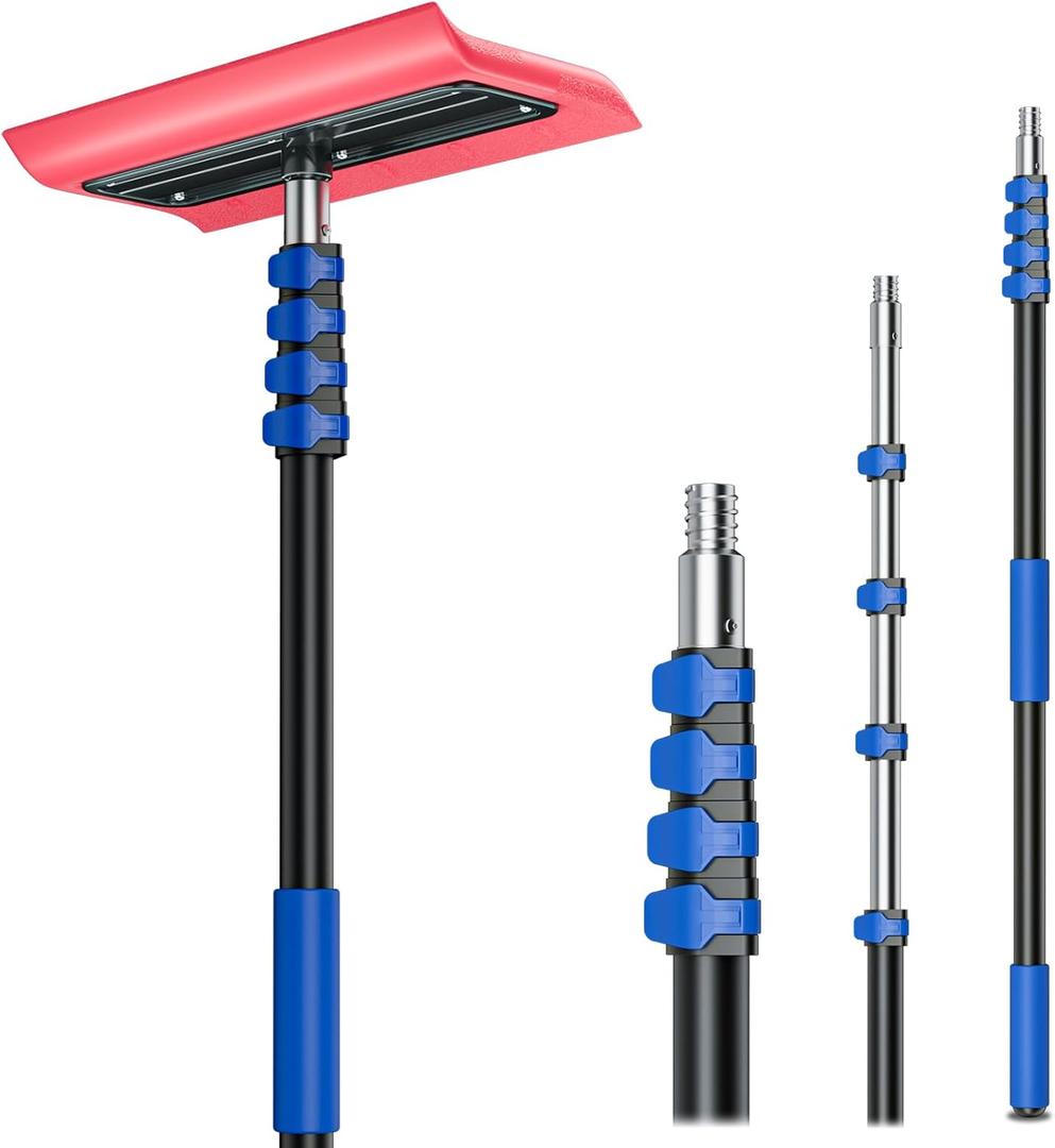 Roof Rakes for Snow Removal, 20FT Telescoping Snow Rake for House Roof, Solar Panels, Cars & RV, Snow Broom Push/Pull, Heavy Duty Aluminum Ice Scraper, No-Scratch Foam Blade, Roof Shovel Tool