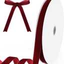 5/ 8" Wide x 25 Yards Velvet Ribbon, Vintage Single Face Velvet Ribbons for Gift Wrapping, Christmas Wrapping Bows, Wedding Decor, Sewing and More (Burgundy)