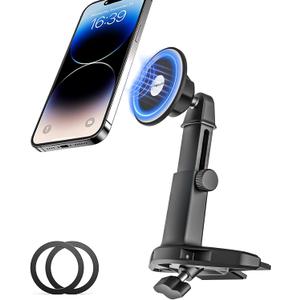 Car CD Slot Phone Mount Magnetic, Car CD Player Phone Holder Mag-Safe with Telescopic Arm [Upgraded Powerful Magnet] for iPhone 15/14/ 13 Series, MagSafe Case & Other Android Phones