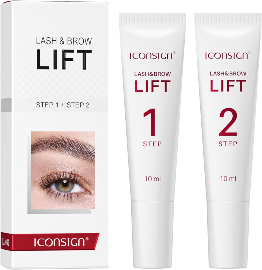 ICONSIGN 2-in-1 Eyelash Lift & Brow Lamination Kit with Hypoallergenic, High-Capacity Perm Lotion for Salon-Quality Results at Home