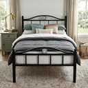 Twin Size Bed Frame with Headboard Footboard, Victorian Metal Platform Beds