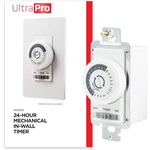 UltraPro 24-Hour Indoor Mechanical In-Wall Timer, 30 Minute Interval, Neutral Wire Required, Dial Light Switch for Lights, Bathroom Fan, Exhaust Fan, Single Pole Wall Timer Switch, White, 41092