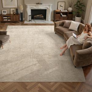 Valenrug 8x10 Area Rugs for Living Room, High-Low Pile Washable Rug, Beige