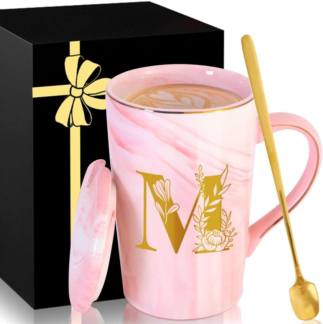 Personalized Ceramic Coffee Mug with Lid Tea Cup Women Wife Gifts Ideal from Husband Happy Birthday Wedding Romantic Best Cool Personalized Unique Special Custom Christmas Xmas Valentines Present,M