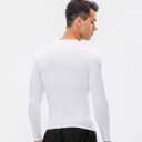 Men's Compression Shirts Long Sleeve Quick Dry Athletic Running T-Shirt Workout Sports Gym Base Layer Tops (White)