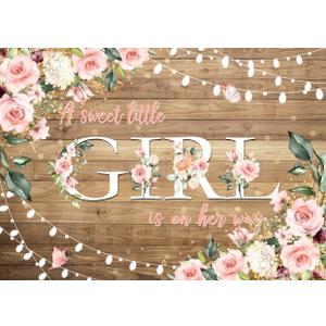 7X5ft Baby Shower Backdrop Girls Baby Shower Photography Background A Sweet Little Girl is on The Way Backdrops cp-525