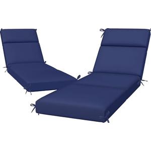 Cuteripe 2 Pack Chaise Lounge Chair Cushions 72x21x3 Inch Outdoor Lounger Cushion Set of 2 Waterproof and Fade Resistant Seat Pad Replacement for Patio Furniture with Removable Cover, Blue