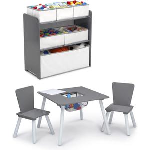 Delta Children 4-Piece Toddler Playroom Set, Grey/White, Onesize