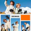 RIGWARL Kids Winter Gloves Boys Girls, Water-Repellent Warm Thermal Youth Gloves, Touchscreen Anti-Slip for Teens 3-15 Years (Black)