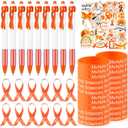 Zhanmai 250 Pcs Multiple Sclerosis Awareness Kit 50 Silicone Wristband Bracelet 50 Awareness Ribbon 50 Pins 50 Orange Ribbon Retractable Pen 50 Sclerosis Awareness Stickers for Charity Events Party