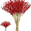 24 Pack Artificial Red Berry Stems Holly for Christmas Tree Decorations for Crafts, Holiday and Home Decor