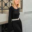 Wenrine Womens Fall Off The Shoulder Bodycon Sweater Dress 2025 Formal Long Sleeve Elegant Cocktail Party Maxi Dresses (Black)