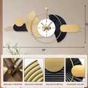 39x18 Inch Modern Decorative Wall Clock Battery Operated, Unique Silent Non-Ticking Large Clocks for Living Room, Kitchen, Bedroom, Office Abstract Design Timepiece