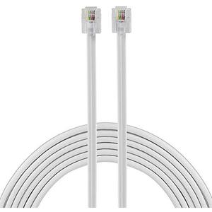 Power Gear Telephone Line Cord, 15 Feet, Phone Cord, Modular Jack Ends, Works for Phone, Modem or Fax Machine, for Use in Home or Office, White, 76192