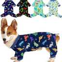 Bienbee Dog Pajamas, 4 Pack Dog Recovery Suit Shedding Suit Cute Soft Puppy Clothes Dogs Pjs Onesies Jammies Adjustable Breathable & Stretchy Clothes for Small Medium Large Dogs Girl Boy Puppy-XL