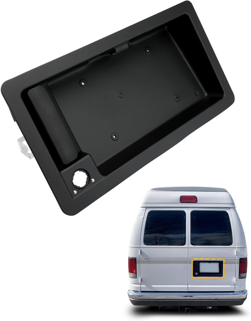 Exterior Door Handle, Compatible with 1992-2007 Ford E150 E250 E350 E450 Econoline & More, Rear Right Cargo & License Plate Tag Bracket Holder Housing | Replaces# 6C2Z-15434A20-AA Outside Handle