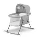 Kinderkraft LOVI Travel Bassinet for Baby, Portable Folding Baby Bed with Built-in Mosquito net, Adjustable Hood and an Additional Cradle Function, Grey