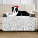 Calming Large Dog Bed for Couch, 41 x 37 inch Removable Couch Cover for Dogs Washable, Non-Slip Fluffy Plush Dog Sofa Mat for Furniture Protector - Grey