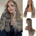 13x6 HD Lace Frontal Wigs Balayage Blonde Human Hair for Women 150% Density 24 Inch Real Hair Pre Plucked LIght Bleached Tiny Knots Highlight Lace Front Wigs Wlanut Brown Mixed 613 Blonde Wigs