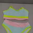 Girls Bathing Suit Color-Block Adjustable Straps Bikini Sets Girls Two Piece Swimsuits with Chest Pad Swimwear 7-18T, Size -13-14Y