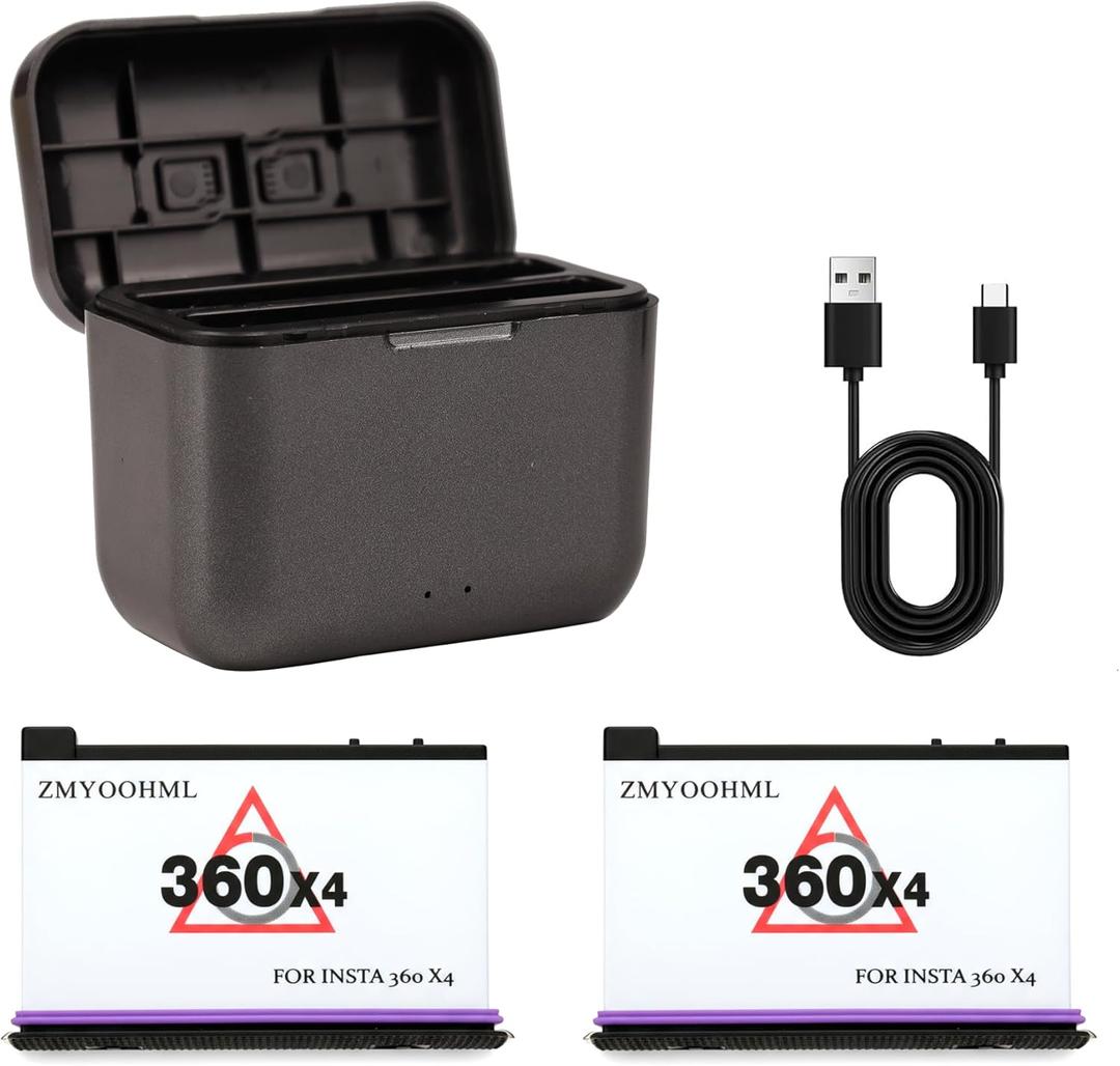 Insta 360 x4 2450mah high-Capacity Battery with Fast Charger - Essential with insta360 x4 Accessories for Extended Power