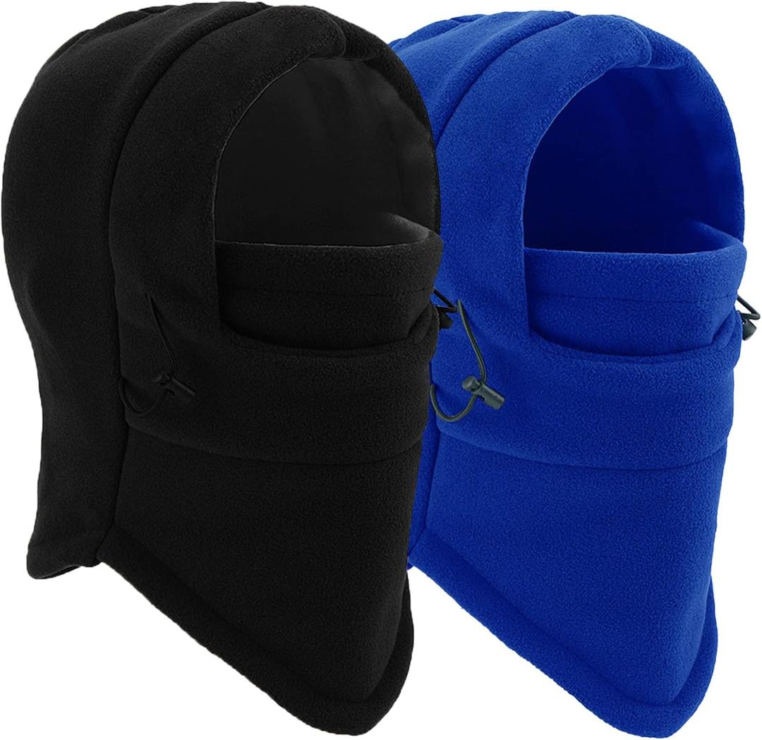 YQXCC Kids Winter Hats Balaclava Ski Mask Windproof Warm Adjustable with Fleece Lining Hat for Boys Girls (Black+blue)