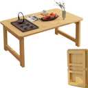 Bamboo Folding Coffee Table, Japanese Low Table for Tatami Room & Floor Dining, Versatile Portable Surface for Tea/Study, No Assembly Required, Easy Storage - 31.5 Inch (Natural), 31.5" x 19.7" x 15"