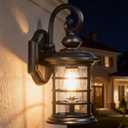 Outdoor Sconce Lights, Outdoor Wall Light Fixtures, Waterproof Exterior Lighting Fixtures with Clear Glass Shade, Outside Wall Lights for House, Garager (13.5inch,Bulb Not Included) (Black3)