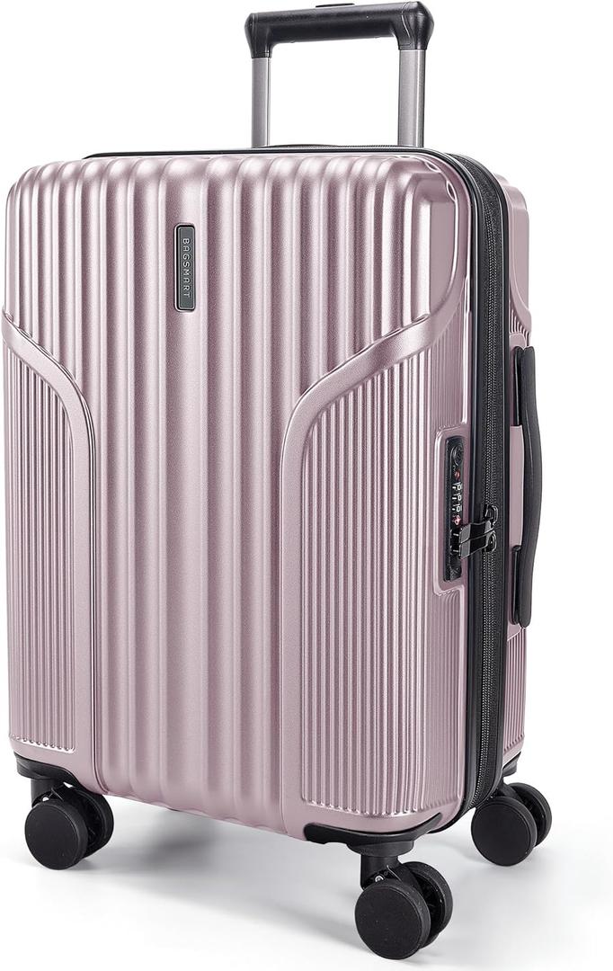 BAGSMART Carry On Luggage 22x14x9 Airline Approved, luggage with Spinner Wheels, 20 Inch Expandable Hardside Carry On Suitcase with TSA Lock Rolling Travel suitcase Carry-On, Pink Lavender