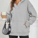 ATHMILE Oversized Hoodies for Women Fashion V Neck Pullover Sweatshirts with Thumb Hole Y2k Clothes Fall Outfits 2026 (Medium, Light Gray)