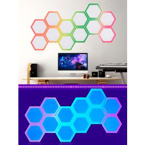 12 Pack Blacklight Acoustic Panels, 14"X 12" X 0.4" Hexagonal UV Reactive Sound Proof Panels for Wall, Sound Absorbing with Self-Adhesive, DIY Decor for Computer Game Room, Bedroom