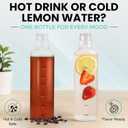 Reusable Borosilicate Glass Water Bottle 16 oz with Sleeve  Slim, Clear, Leakproof Bottle with Time Marker  BPA-Free, Double-Walled, Wide Mouth, for Hot or Cold Drinks, Motivational Gift (Clear)