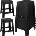 TURSTIN 6 Pack Plastic Stools 16.9 Inch Black Nesting Stools Portable Backless Bar Stool Flexible Seating Chairs for Classroom Office Home