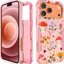 for iPhone 17 Pro Case for Women - Cute Girls Girly Phone Cover Cool Aesthetic Unique Design Teen Mushroom Flower Heavy Duty Protective Shockproof Military Grade Funda for iPhone 17 Pro