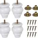 4PCS Wood Sofa Legs Turned White Furniture Legs Wooden Furniture Feet Replacement Solid Wood Furniture Legs Dresser Legs Sofa Cabinet Couch (3 inches)