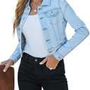 luvamia 2026 Cropped Jean Jackets for Women Fashion Short Denim Shacket Jacket Lightweight Fitted Stretchy with Pockets M