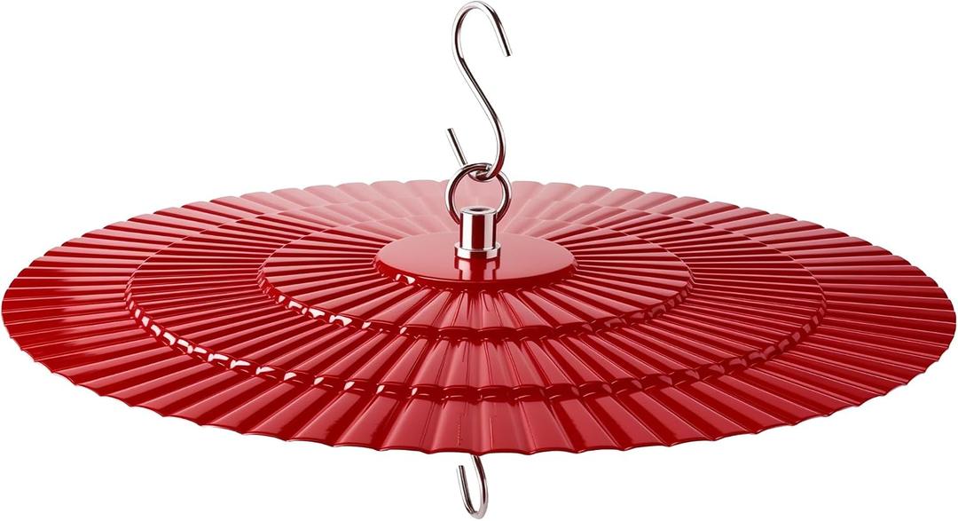 [2 Pack] 11.5" Metal Bird Feeder Rain Guard - Red Umbrella Cover Dome Shield - Value Set Weather Baffles for Hummingbird and Oriole Feeders