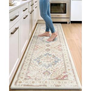 DEXI Kitchen Mats for Floor Cushioned, 23x86 Extra Large Wide Runner Rug Non Slip, Waterproof Soft Comfort Standing Padded Anti Fatigue Decorative, Light Beige