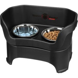 Neater Pet Brands Neater Feeder Deluxe Mess Proof Dog Bowls Elevated for Large Dogs Over 40 lbs, Made in USA, No Spill Raised Dog Food Bowl Stand Feeding Station, Food and Water Bowl Set, Black