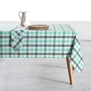Gingham Tablecloth, 60x102 Inch, Soft Cotton Checkered Table Cover, Reusable & Durable for Daily Use, Garden Parties, Kitchen Decor, Outdoor Dining, Mint Green, Aqua Green, White
