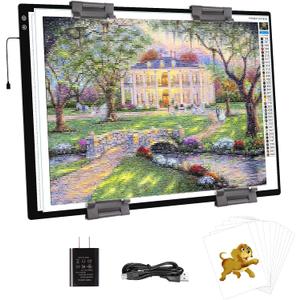 PICOVISTA A1 Large Light Pad for Diamond Painting,LED Tracing Light Box with 3 Color Modes and Adjustable Brightness,Battery Powered Oversize Light Table for Weeding Vinyl,Drawing,Sketching,Artists