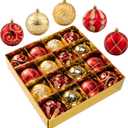 Christmas Ornaments - 16 Pcs Christmas Ball Ornaments Set, Assorted Shatterproof Christmas Glittering Ornaments for Christmas Tree, Christmas Tree Decoration for Xmas Holiday (Gold & Red)
