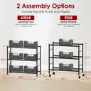 Sakugi Storage Shelves Organizer - 3 Tier Metal Shelf Organizer with Metal Wheels and Adjustable Leveling Feet, Heavy Duty Garage Shelving for Kitchen, Pantry and Closet, 33.1"x12.6"x32.5", Black