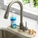Clorox KeptClean Kitchen Faucet Splash Guard  Easy-to-Install, Water-Resistant Protection for Faucets and Sink Area, Self-Draining Channels Direct Water Into Sink  Almond Cream