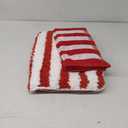 Newwiee 4 Pcs Christmas Bathroom Rugs and Towels Red and White Striped Christmas Bathroom Decorations Non Slip Soft Absorbent Bath Mats Hand Towels for Xmas Decor