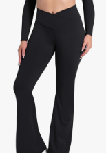 Sunzel Flare Leggings, Crossover Yoga Pants with Tummy Control, High-Waisted and Wide Leg Large