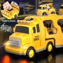 Bennol Construction Truck Toys for Toddler Boy 1 2 3 4 5 Year Old Car Trucks Birthday Gifts Toys for Kids Ages 1-3 3-5 5-in-1 Construction Trcuk with Excavator Crane Mixer Bulldozer