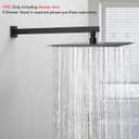 BESy 16 Inches Straight Extended Shower Arm With Flange, Rain Shower Head Extension Arms, Square Shower Rod Shower Head Extender Arm Shower Pipe Extension, Wall-Mounted Matte Black Stainless Steel