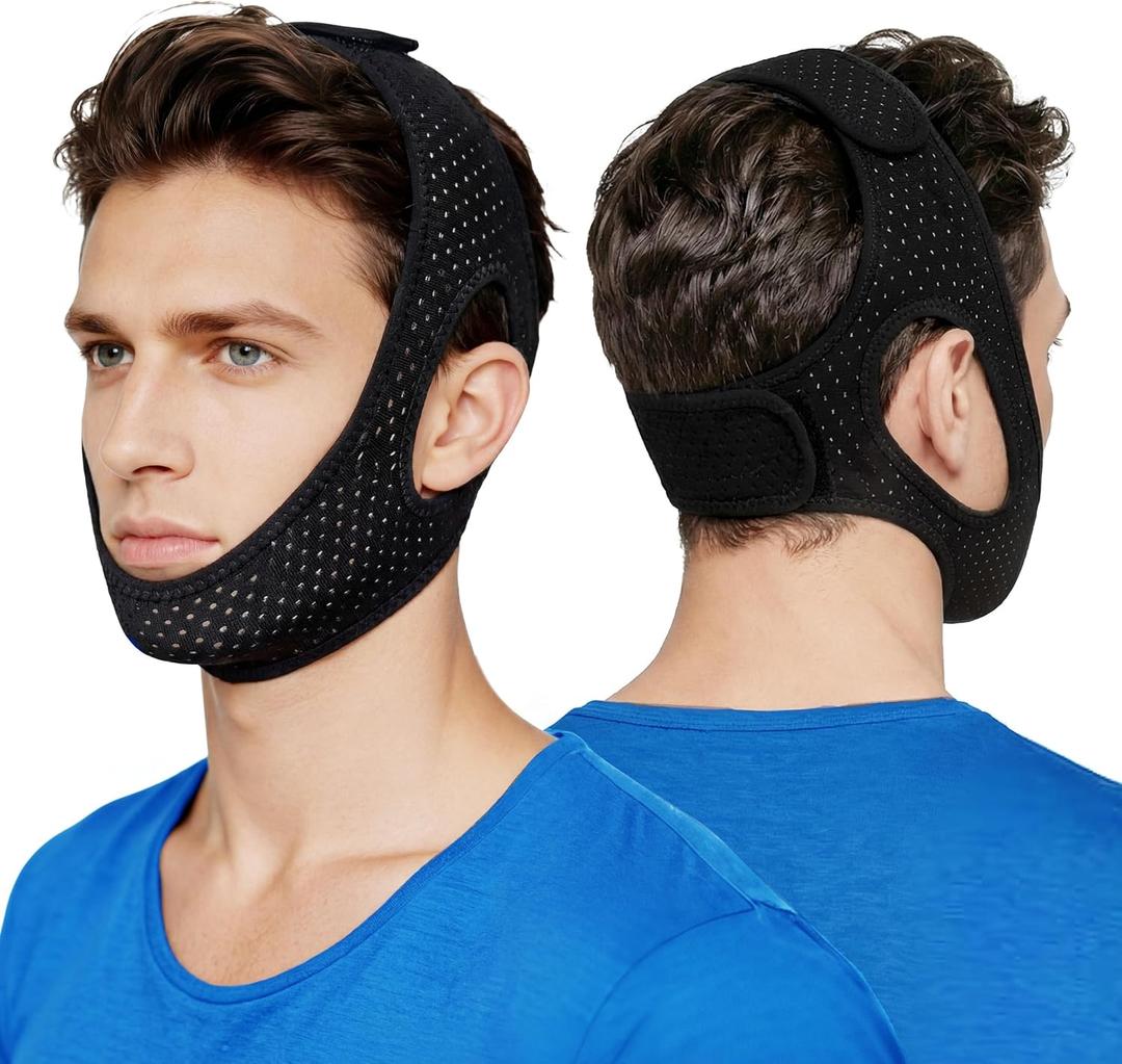Sleep Apnea DevicesComfortable Chin Strap for Sleeping - Improve Sleep Quality, Simple & Adjustable Design for Men and Women (20 Inch, Black)